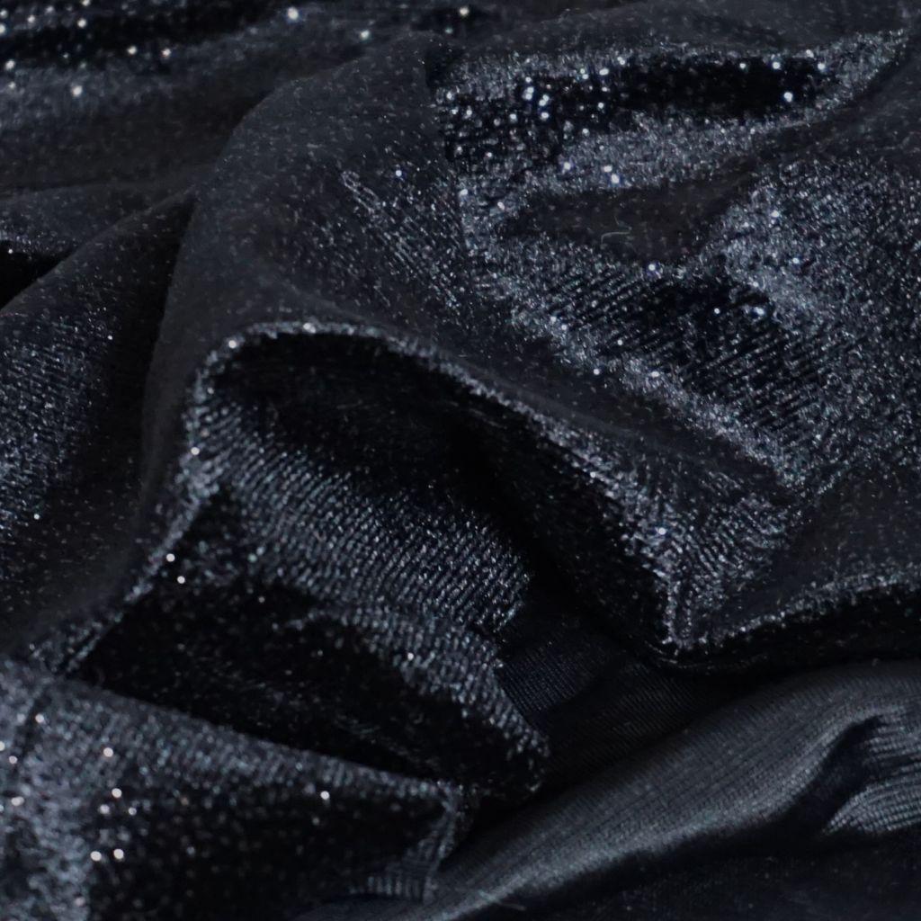 Samt-Jersey mit GLitzer schwarz